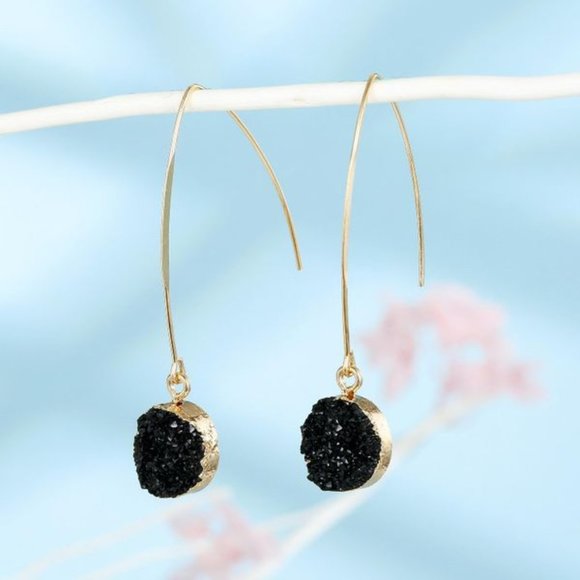Jewelry - 3/$25 New Gold & Black Geode Dangle Earrings